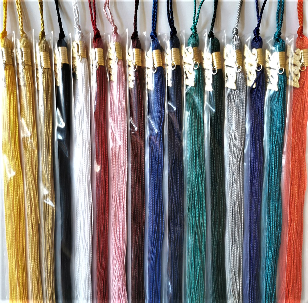 One color 9 inch tassels left side