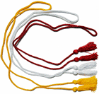 Single honor cords in gold, red, white